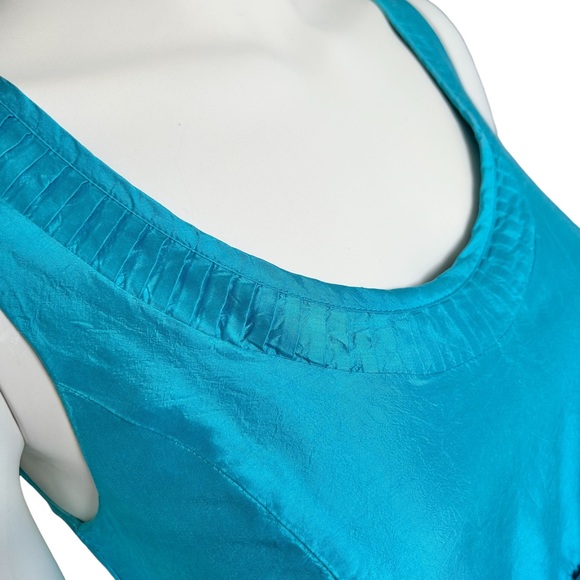 Kensie Cyan Blue Silk Fit And Flare Dress S - Picture 3 of 6